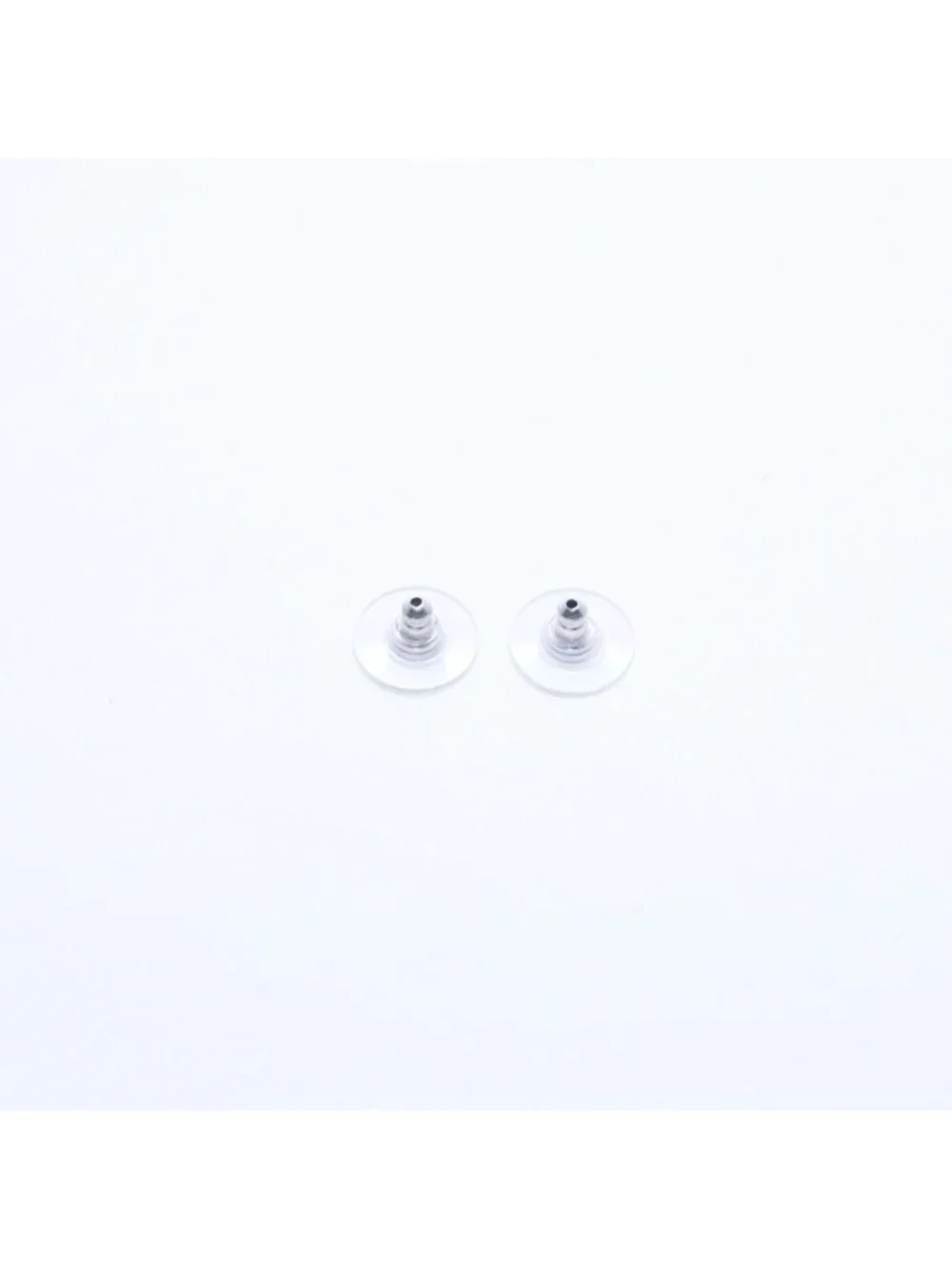 Chanel Button Earrings CC Logo Black Silver 03